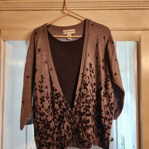 Cathy Daniels Gray Floral Women's Sweater